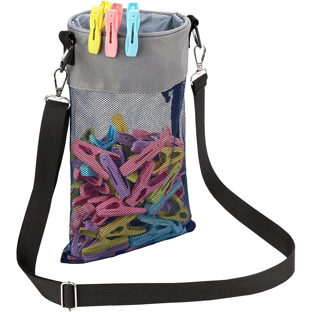 Hanging Mesh Clothes Clip Storage Bag for Outdoor Use and Dorms