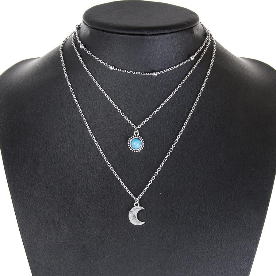 Turquoise Moon Necklace For Women Exquisite Workmanship Unique And Lovely Turquoise Necklaces Silver