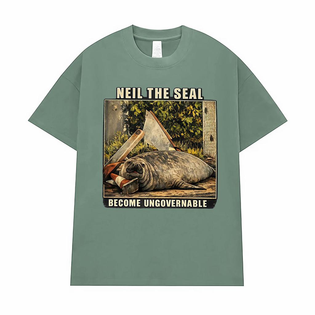 Neil la Foca Diventa Ingovernabile Magliette Grafiche Divertenti Meme Unisex Moda Unisex Umorismo Kawaii T Shirt Top Estivi T Shirt Girocollo