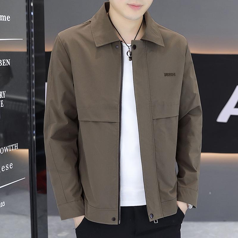 

2024 Men s Casual Turn-Down Collar Workwear Jacket - Versatile Spring/Autumn Youth Fashion L кофейный