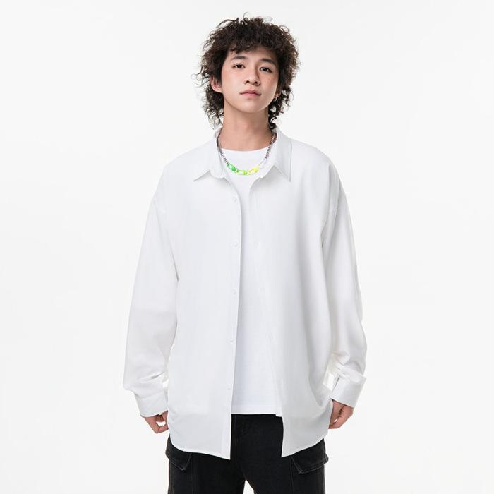 

Весна Новая Однотонная Рубашка для Мужской Моды Тренд Повседневная Однотонная Рубашка 3XL