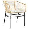 5 Piece Outdoor Dining Set with Cushions Brown Poly Rattan & Glass