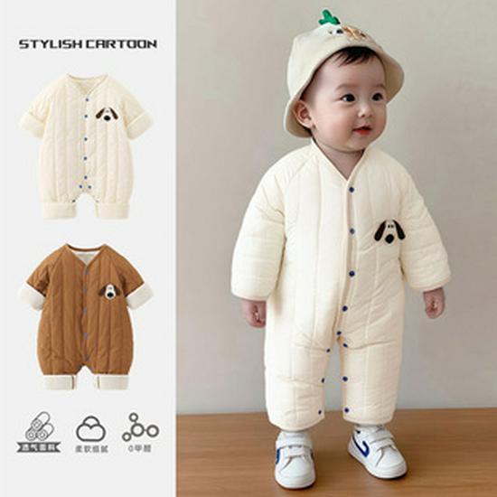 Premium Baby Hooded Jumpsuit: Double-Sided Fleece, Warm Cotton-Padded Coat for Autumn/Winter