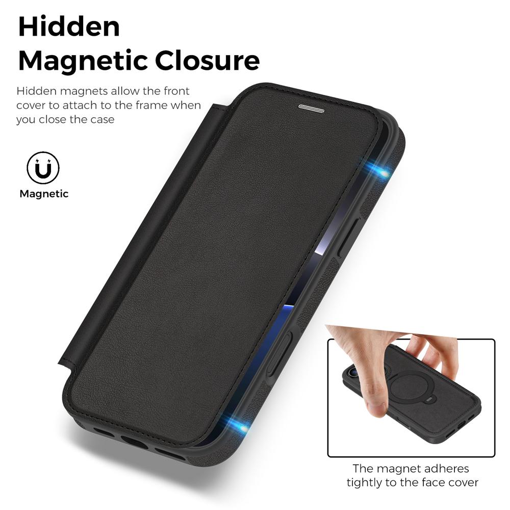 KEYSION PU Leather Flip Wallet Case for iPhone 11 12 13 14 Pro Max 14 Plus Cards Slots Magnetic 360 Ring Stand Phone Back Cover