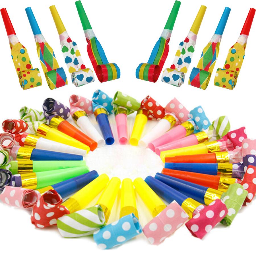 20/60/100pcs Long Nose Whistles Cheer Generator Atmosphere Creating Supplies Party Decor Festival Birthday Celebration Props XJM