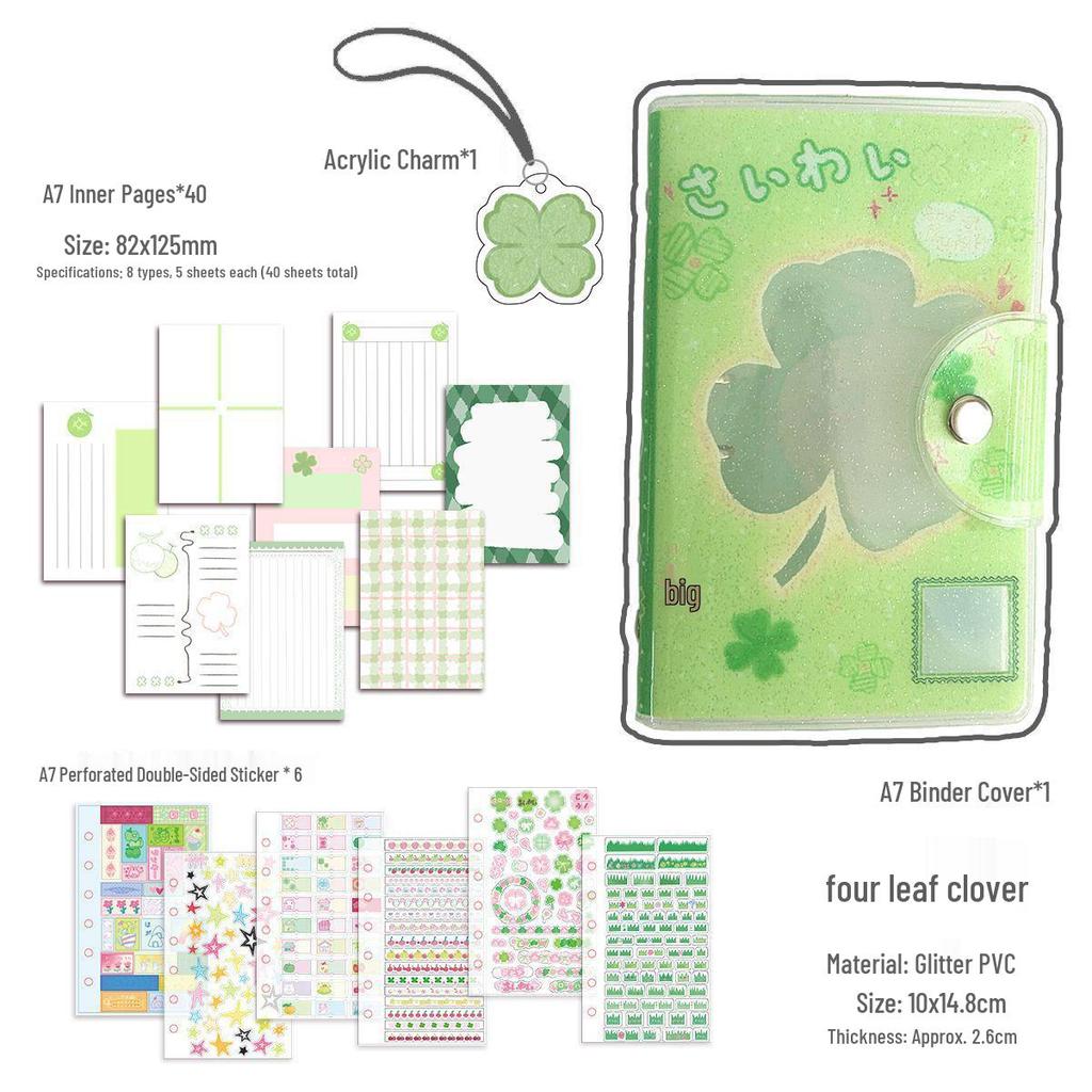 A7 Planner: Glitter Detachable Loose-Leaf Sticker Storage Album - Pocket-Size, Portable, Cute Wakawaka Design
