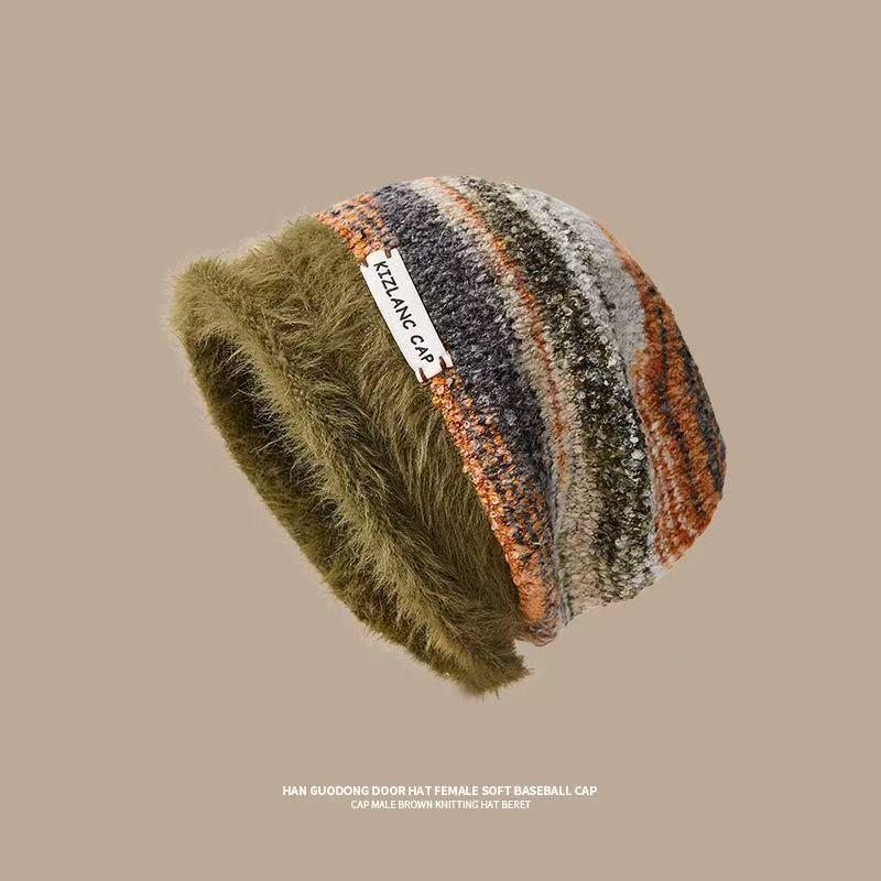 Damen Wollmütze für großen Kopfumfang - Warme gestrickte Wintermütze