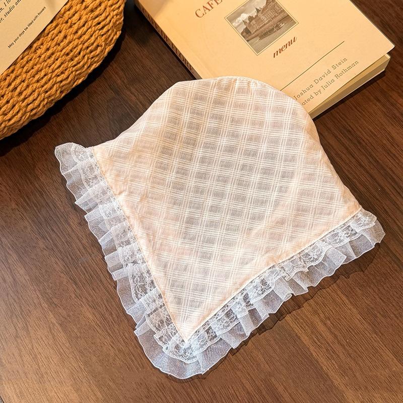 Triangle Headscarf With Lace Trim 3-in-1 Pastoral Belt Women Floral Scarf Daily Versatile Hair Accessory