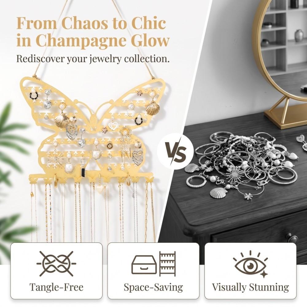 With Hooks Jewelry Organizer Wall Mounted Jewelry Display Rack Necklace Holder Home Decoration