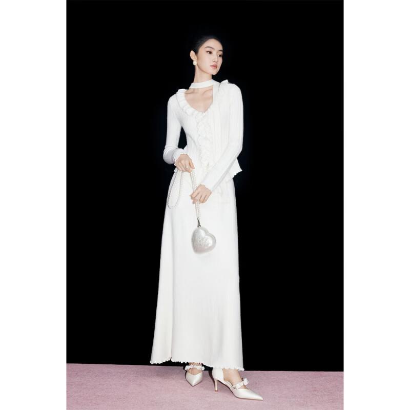 Mandy Zhang French Style Wool Blend Knit Top & Skirt Set
