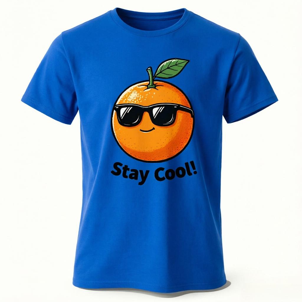 Stay Cool Cool Orange with Sunglasses Graphic TShirt Unisex Women White Casual Summer Tee