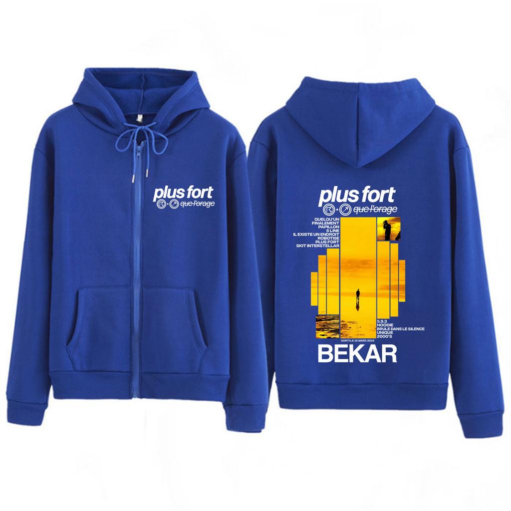 Rapper Bekar Plus Fort Album Grafik Reißverschluss Herren Damen Sweatshirts Langarm Lässig Übergroß Reißverschluss Jacke