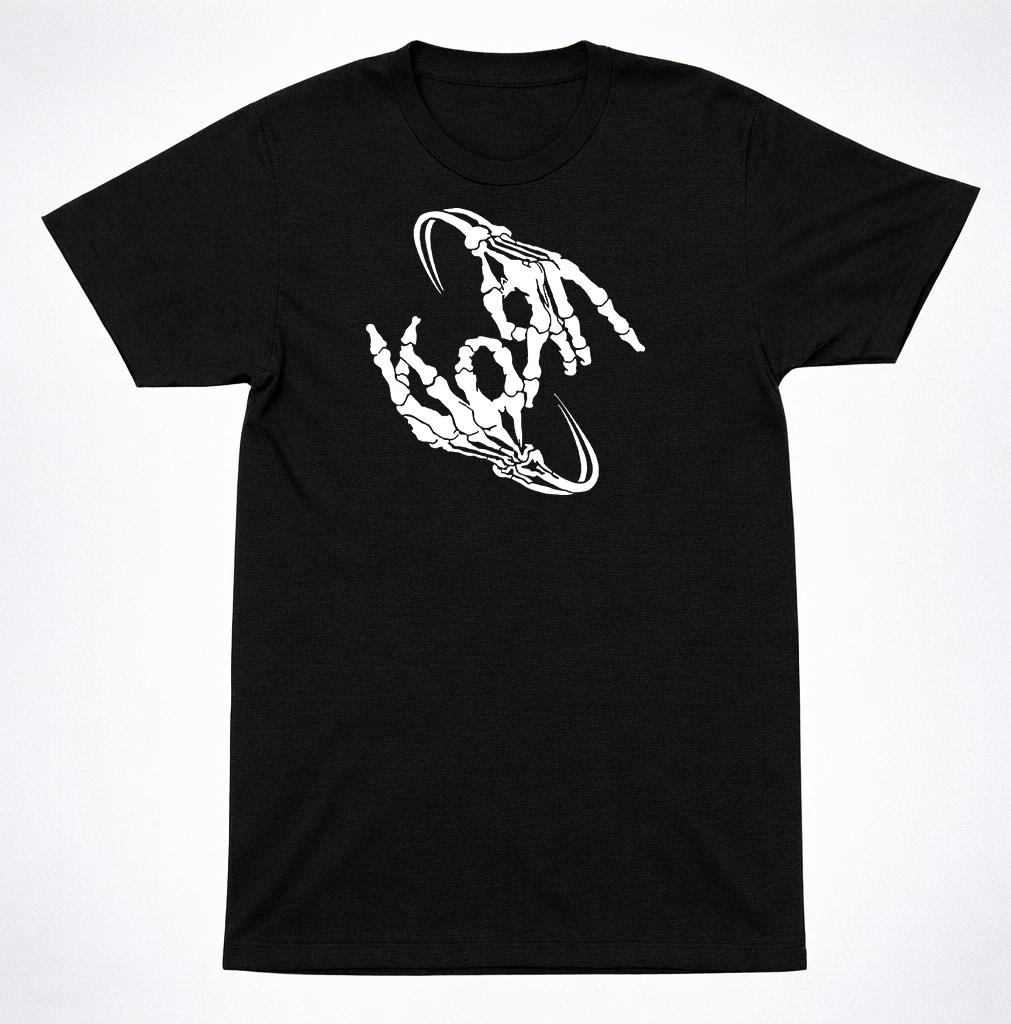 Korn Vintage Skeleton Hands T-Shirt Black Nu Metal Band Graphic Unisex Tee 2XL