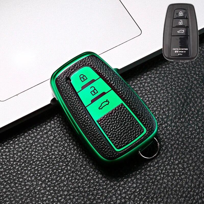 Funda de llave de control remoto para coche estilo cuero Fob para Toyota Prius Camry Corolla CHR C-HR RAV4 Land Cruiser Prado llaveros Accesorios