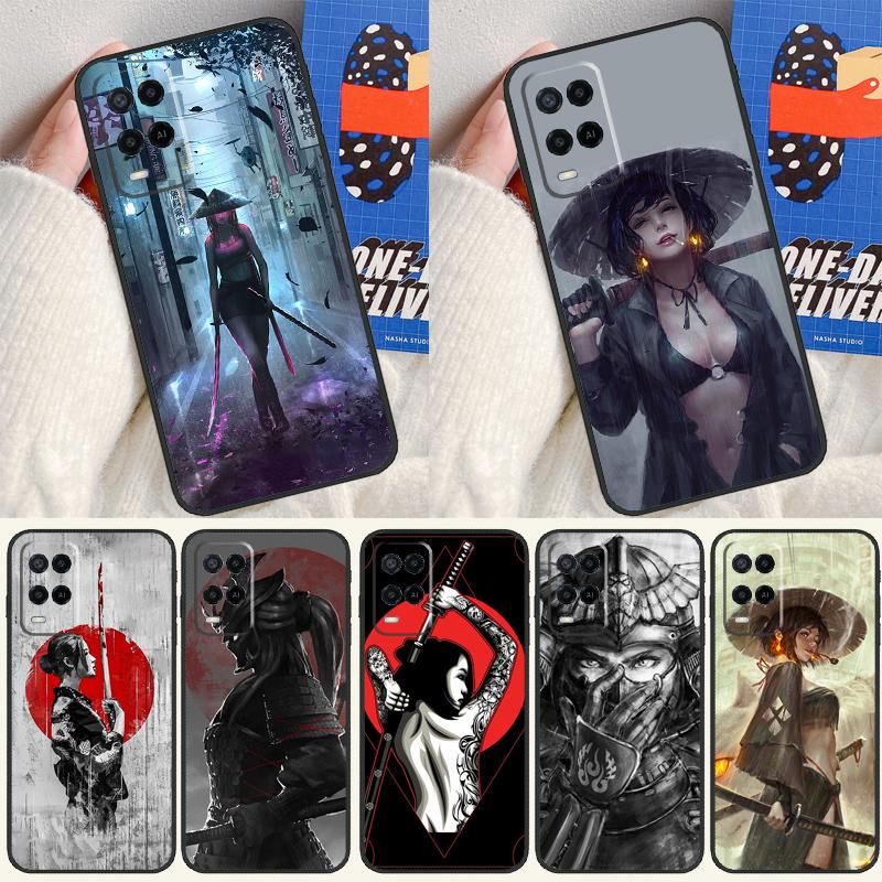 Anime Girl Samurai Case For Oppo A16 A76 A96 A58 A78 A98 A5 A9 A91 A15 A17 A77 A52 A72 A74 A94 A54S A57S Cover