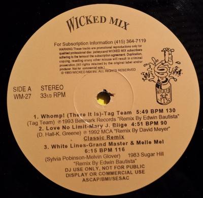 12inch Record VARIOUS - Wicked Mix 27 WM27 Wicked Mix 1993 US Rap & Hip-Hop/R&B Used