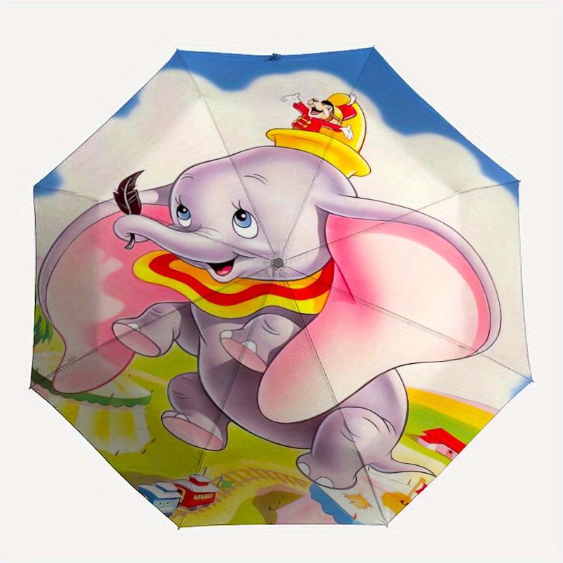 Dumbo Elephant Automatic 3-Fold Cartoon Umbrella Design, Cute Cartoon Pattern, Portable Outdoor Umbrella, Perfect, Holiday Gift for Disney f
