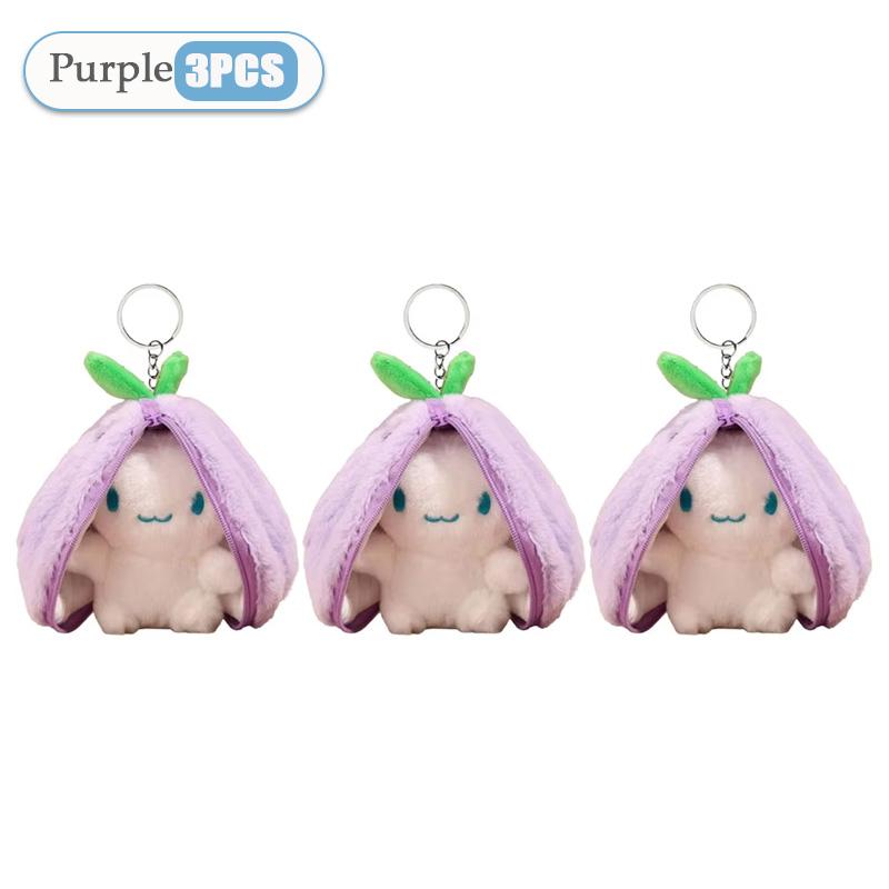 1-20PCS Funny Joy Kawaii Fruit Bunny Plush Toy Cute Carrot Strawberry Turn Funny Joy Rabbit Plush Toy Kids Birthday Easter Gifts