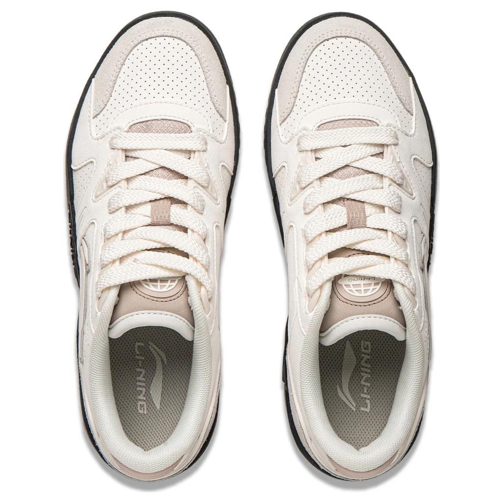 Li Ning Comfortable Versatile Thick Sole Height Increasing Shock Absorbing Wear Resistant Low Top Skate Shoes Women sneaker Cloud-White AGCU368-1
