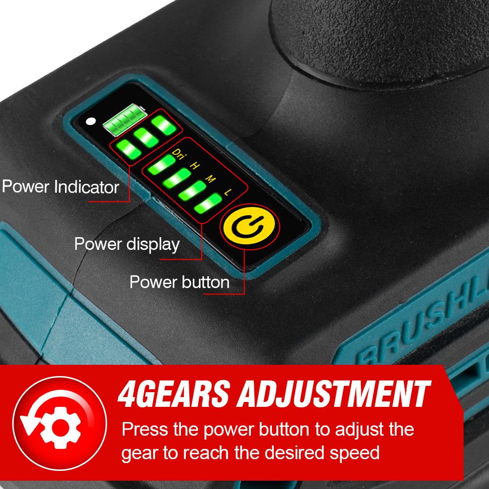 ONEVAN 2000W bürstenloser elektrischer Stabschleifer, 35000 U/min, 6 mm, kabellos, 4 Gänge, variable Schleif-Drehwerkzeuge für Makita 18-V-Akku