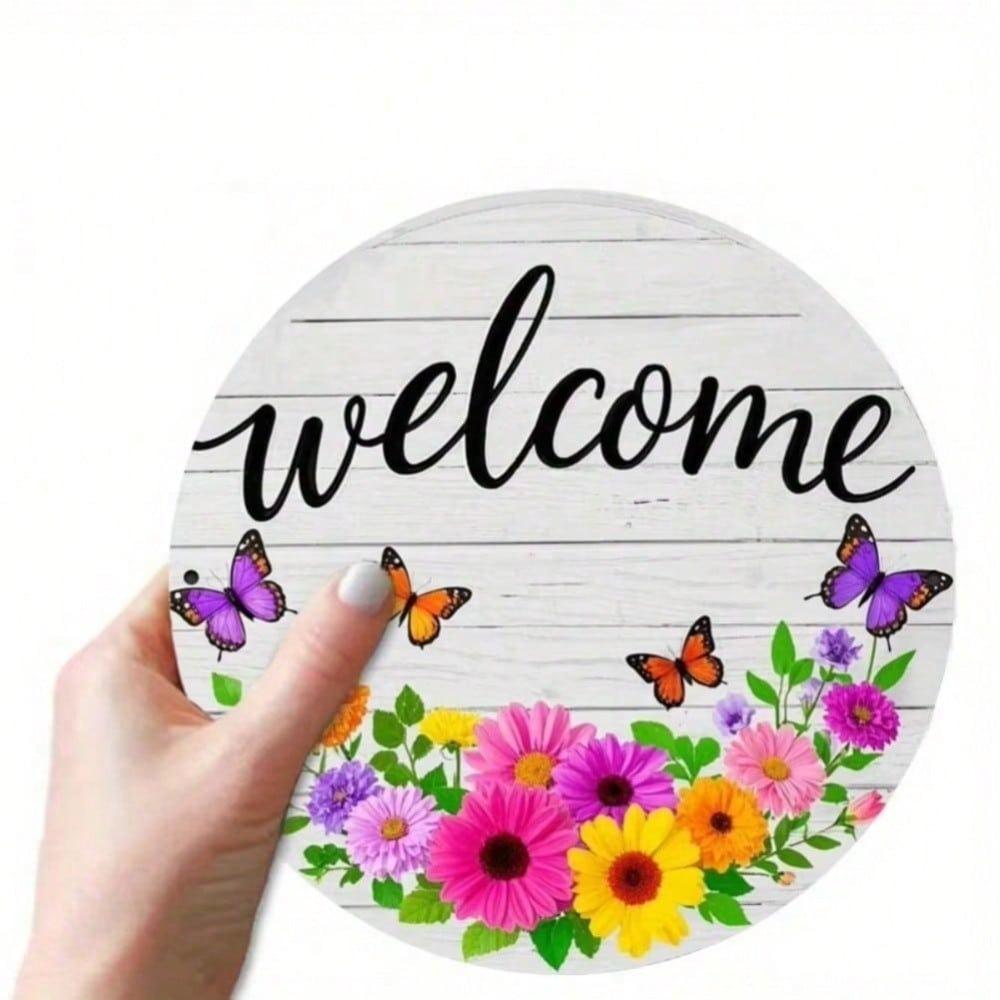 Vintage Metal Butterfly Wall Art 2D Farmhouse Door Hanging Sign Porch Window Decor Indoor Outdoor Tin Painting