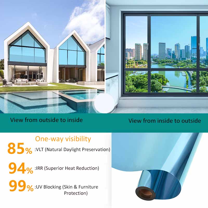 Šilumos izoliacijos langas Privatumo plėvelė nuo akinimo Vienpusis veidrodinis saulės plėvelė Namų parduotuvė Langai UV blokavimas