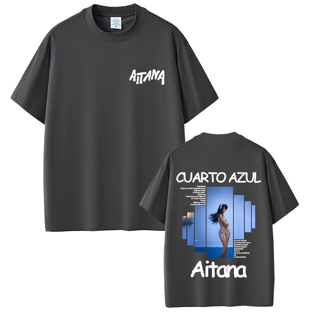 Singer Aitana CUARTO AZUL Album Graphic Tshirt Men Women Hip Hop Fashion Oversized T Shirts Male Casual Cotton Vintage Tshirts