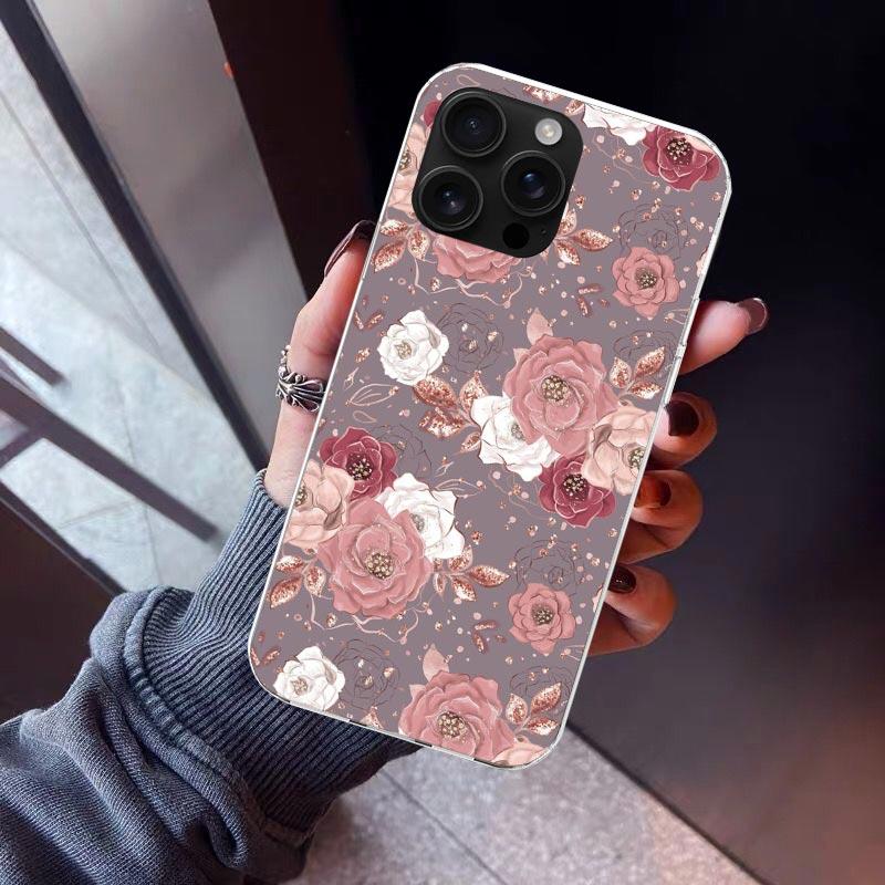 

Beautiful Rose Bling Picture Phone Case For iPhone 17 Air 16 15 Pro Max 14 Plus 13 Mini 12 11 Cover 7 8 SE Silicone Shell Print iPhone 17 Pro