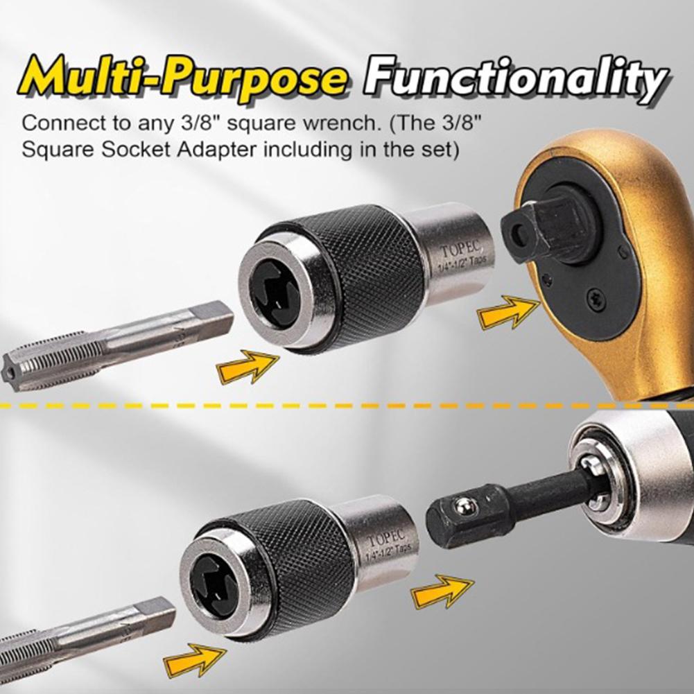 3Pcs Tap Sockets with 3/8 Socket Adapter Adjustable Tap Extractor Tool Tap Extractor Socket for Taps Reamers Screw Extractors