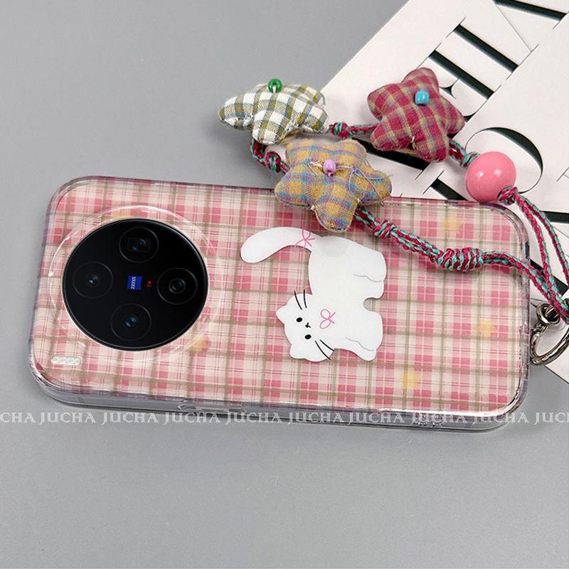 Applicable to vivox300pro mobile phone case design sense VIVOx300 non-collision niche cartoon plaid cat