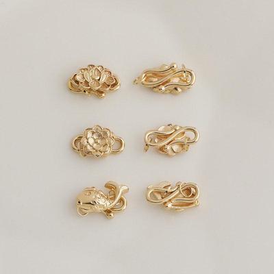 14K Gold Plated Colorfast Double Circle Lotus Butterfly S-Clasp Bracelet End Connector