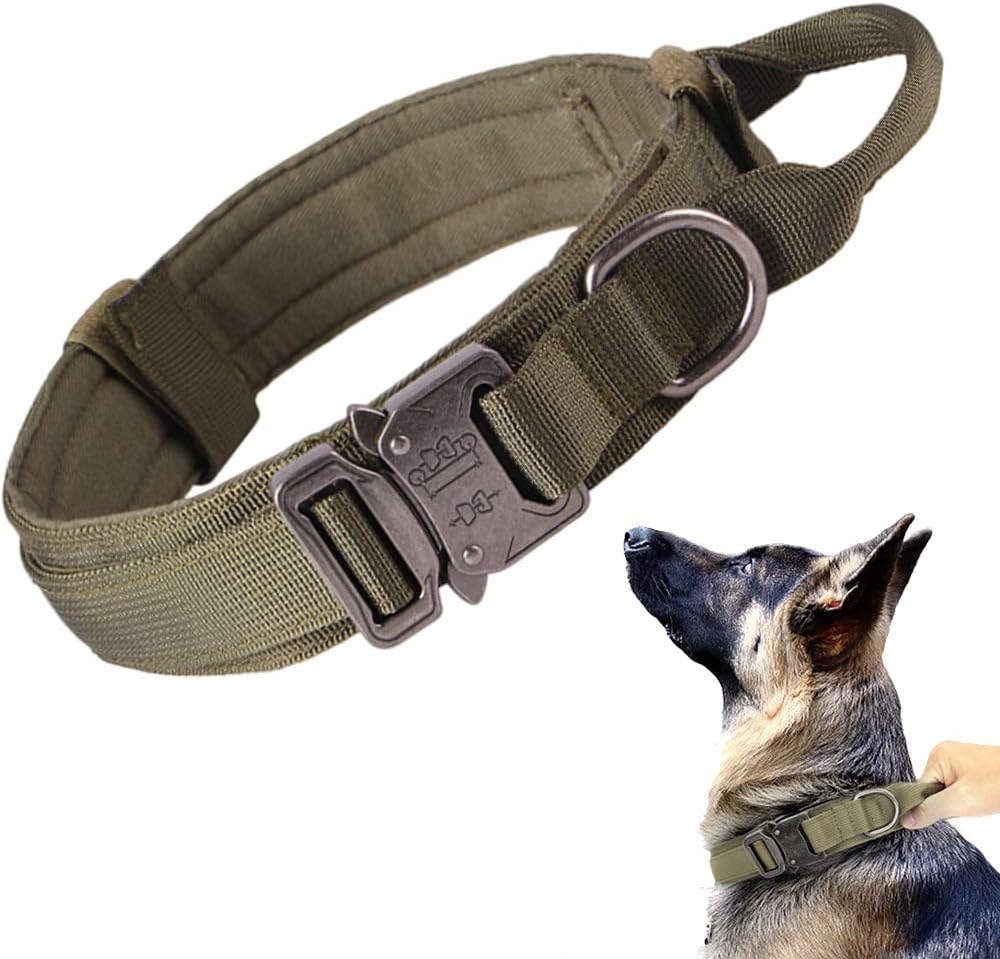 

Pet Dog Collar Leash Set Nylon Material Durable Dog Collar Reflective Leash Pet Tactical Training Dog Collar Large Dog Leash Set L (42-54CM) зелений