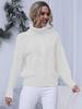 European & American Style Solid Color Cable Knit Turtleneck Sweater - Versatile Autumn/Winter Pullover