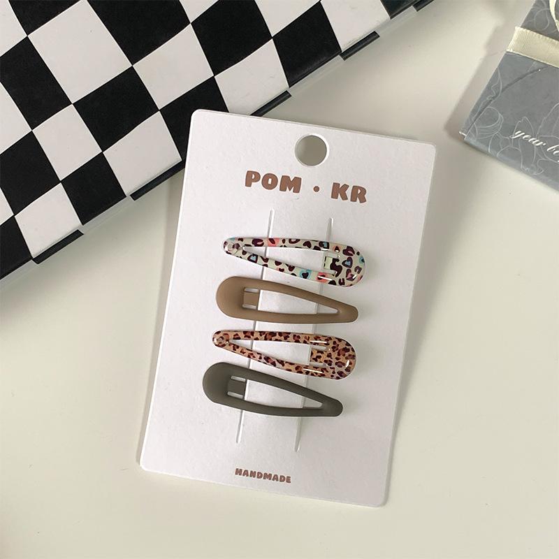 Snap Hair Clips Leopard Solid Print No Slip Metal Plastic Geometric BB Hairpins Fashion Side Clip Hair Accessories for Girls