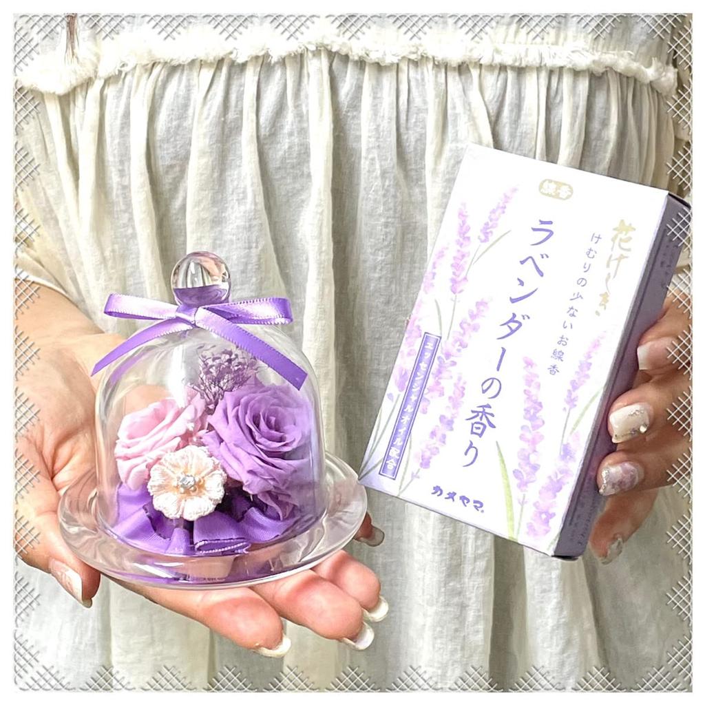 NICHIFLRO Preserved Incense Made in Mini Glass Dome Incense Set Flowers, Sticks, Offerings, Sympathy, Obon, Higan, Long-lasting, Never-fading Flowers,