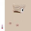 Winter Knitted Hat Cat Ear Design Plush Ball Decor Striped Print Windproof Warm Women Hat Cold Weather Headwear