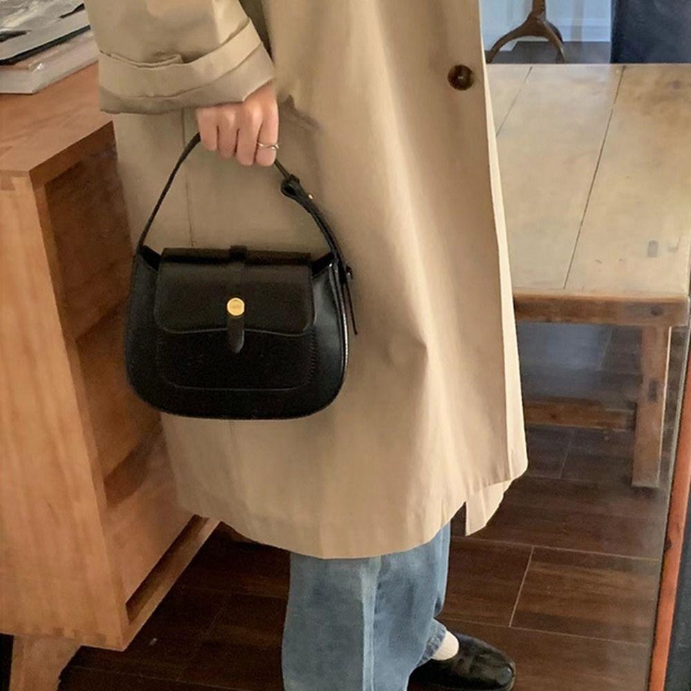 Korean Style Pu Saddle Bag Crossbody Bag Retro Handbag Fashion Red Shoulder Bag  Women