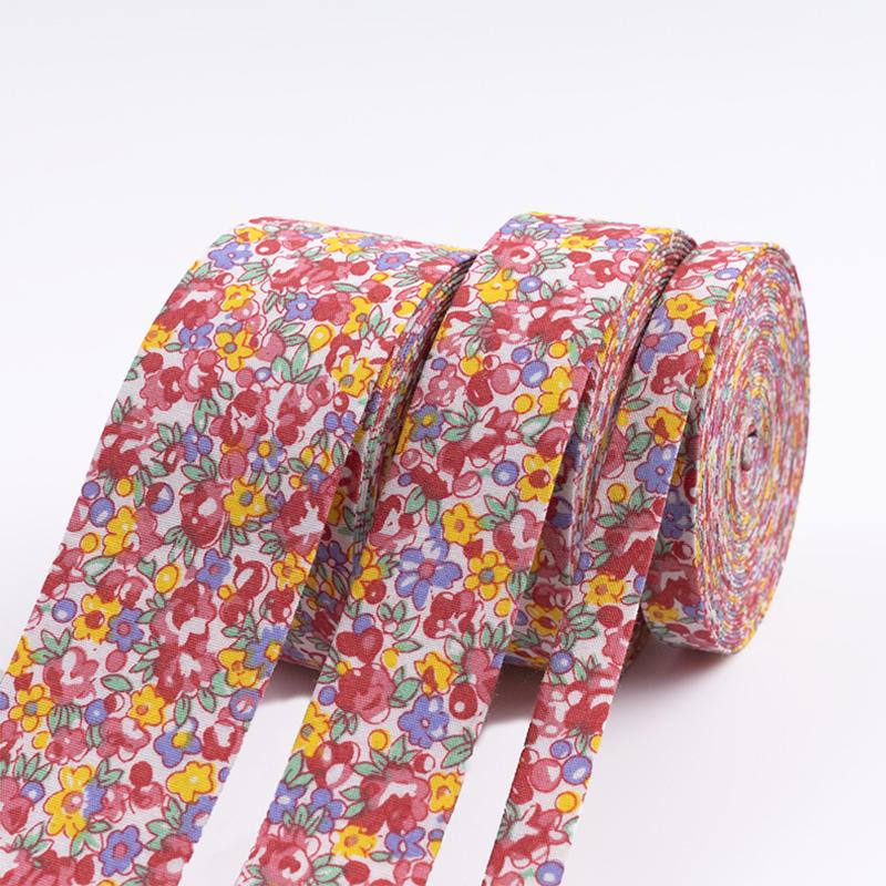 10 Yards 25/40mm Width Chiffon Flower Ribbon Print Fabric Floral Trim DIY Garment Hair Bow Tie Collar Handmade Accessory