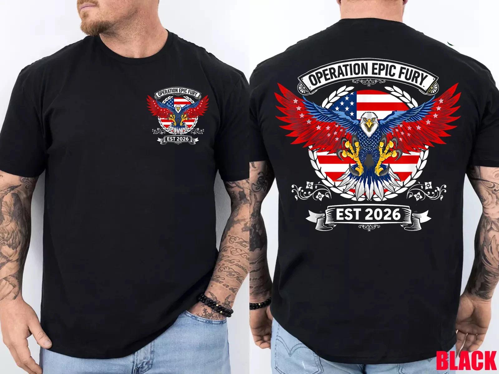 Operation Epic Fury Military Tactical Patriotic USA Graphic 2 Side T-Shirt S