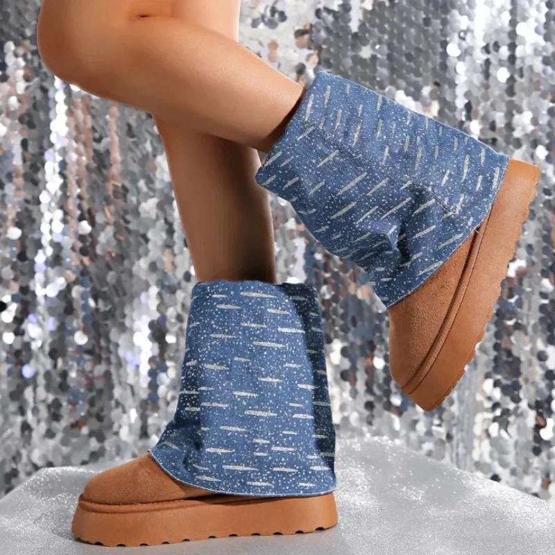 Fashion 2024 Women's Winter New Short Plush Warmth Thickness Comfortable Mid-calf Boots Women's Daily Comfort One-Pitch Snow Boots Women