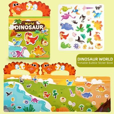 Children Reusable Jelly Sticker Books Multi-scene Sticker DIY Jelly Stickers Kids Portable Montessori Dinosaur Sticker Toy Gifts