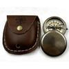 India Brass Round Lid compass nautical with Leather case Compass  (Brown)