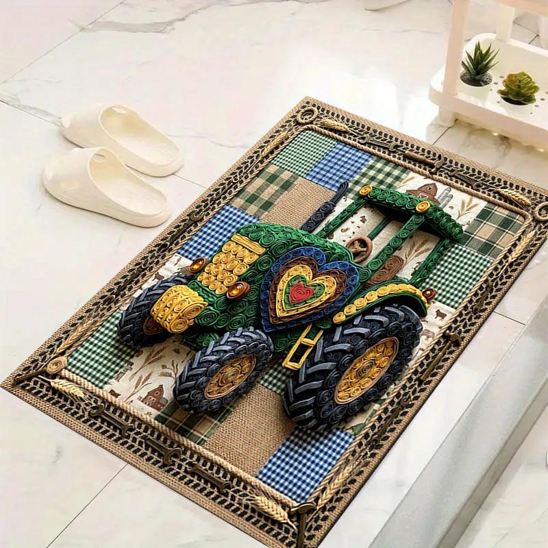 Motor Tractor Patchwork Carpet Rug for Living Room Bedroom Home Sofa Decoration, Kids Play Non-slip Floor Mat