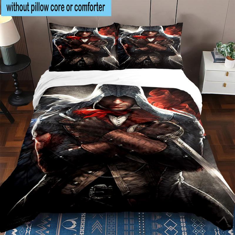 1PC Assass Warrior 3pcs Bedding,Including 1pc Duvet Cover And 2pcs Pillowcases Perfect for Christmas,Ideal for Bedroom, Dormitory