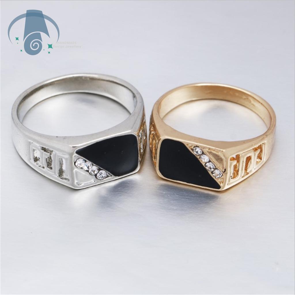 Fashion Economical Mens Enamel Drip Square Ring Classic Design Jewelry for Daily Wear Gift for Him Handmade Colorful Alloy Band