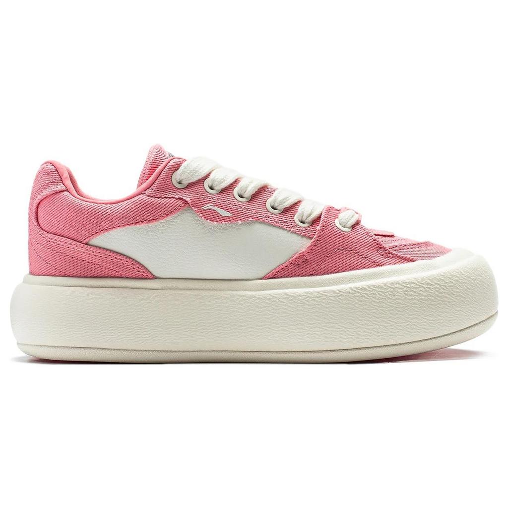 Li Ning Cream Puff Platform Slip Resistant Abrasion Resistant Low top Casual Shoes Women's Pink White AZGT026-9