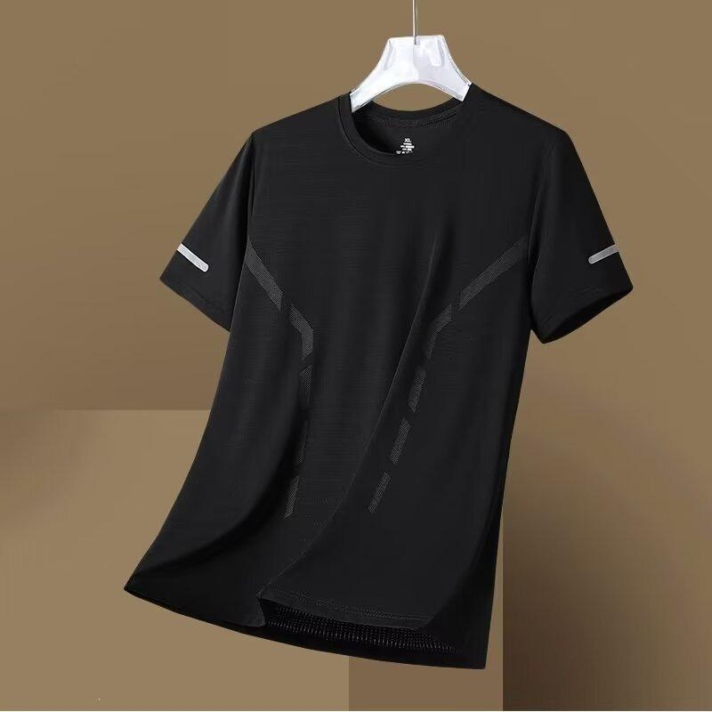 Ice Silk Running Quick-Drying Short-Sleeved Summer Mesh Fitness Sports Leisure Direct Sales Thin Loose Men'S Top