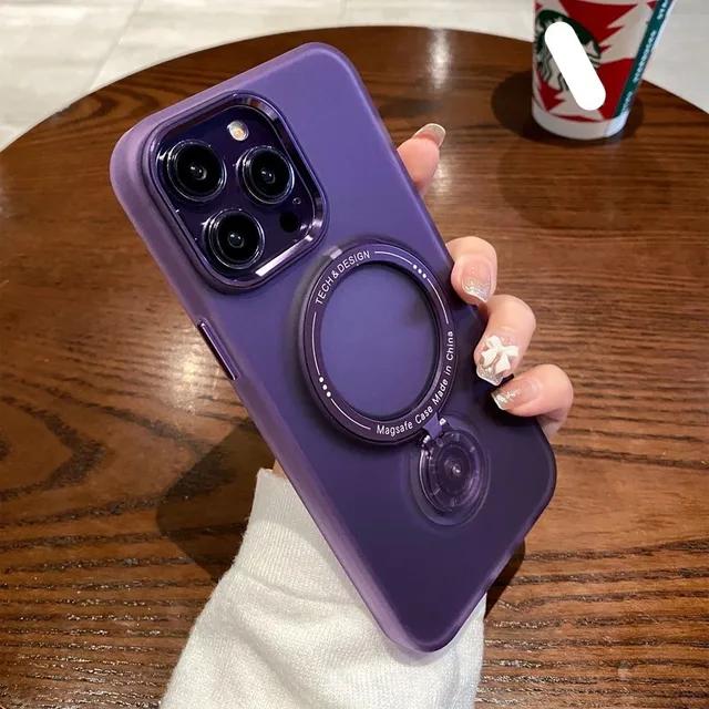 For iPhone 15 14 13 12 11 Pro Plus Max Case 360 Ring Stand Magnetic Magsafe Cover Matte Soft Clear Shell Antifall NonSlip Fundas