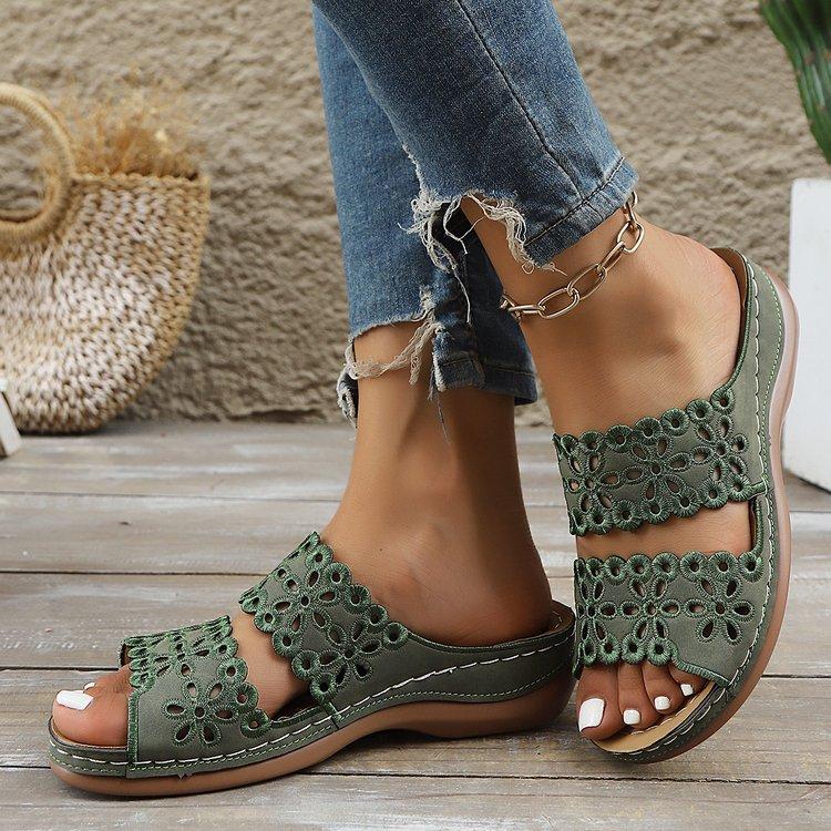 Comfortable Women's Wedge Heeled Sandals Casual Open Toe Summer Shoes Hollow Out Design