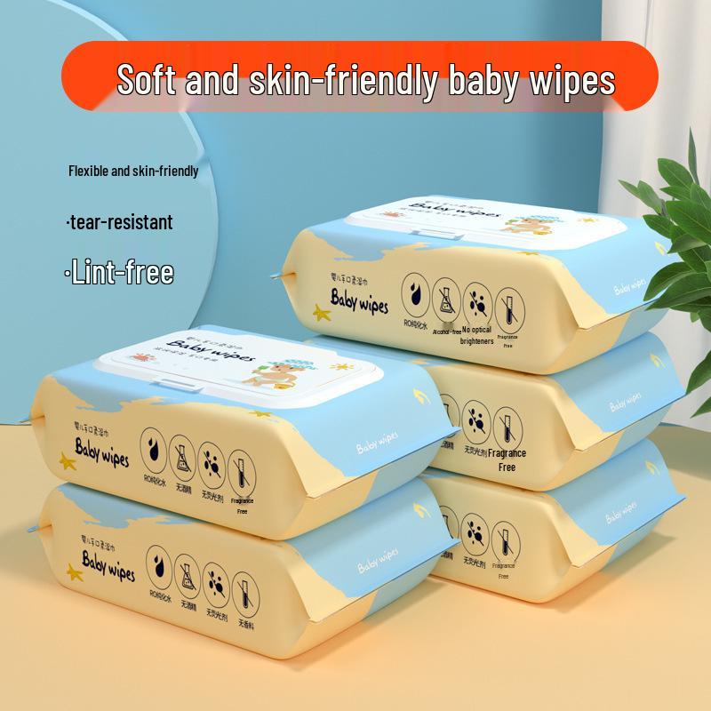 80-Count Portable Baby Hand & Mouth Wipes - Pure Water, Disposable, Household Cleaning